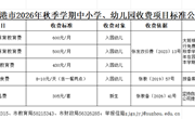 张家港市2026年秋季学期中小学、幼儿园收费项目标准公示表